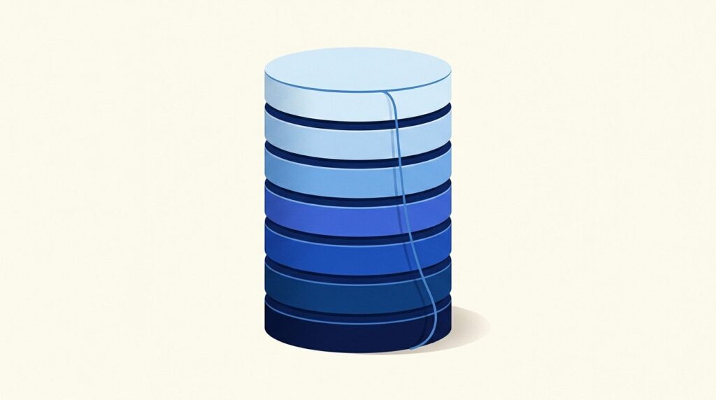 Cellule cylindrique coupée en tranches de bleus dégradés