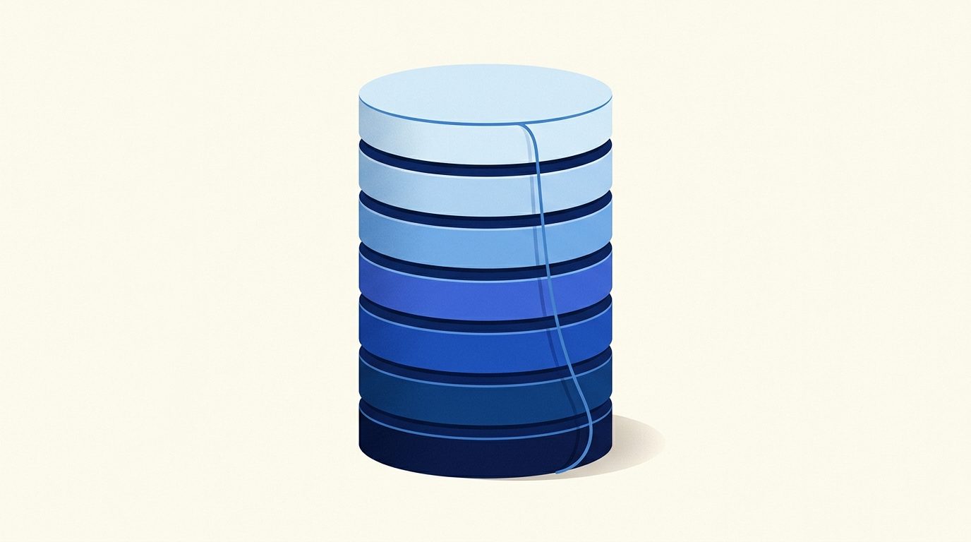 Cellule cylindrique coupée en tranches de bleus dégradés